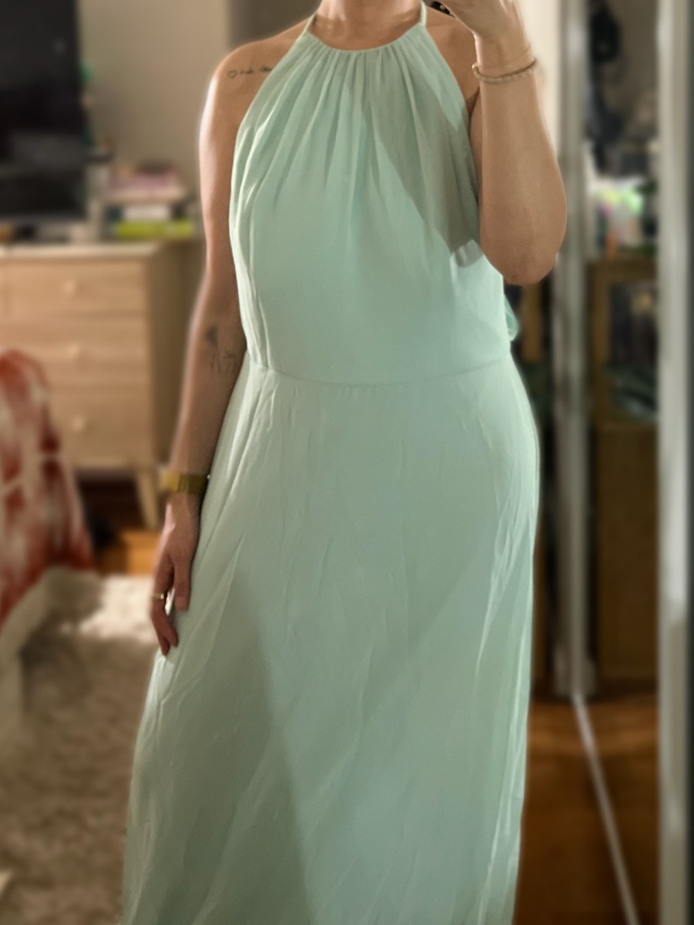 Bill Levkoff Mint Halter Maxi Dress
